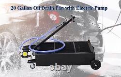 20 Gallon Low Profile Oil Drain Pan with Electric Pump Portable Oil Change Pan