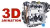 Engine Structure And Name Of Parts Gradual Engine Disassembly In 3d Animation