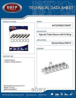 Injector Tube Sleeve (Steel) With O-Ring Detroit Diesel DD15 (6 Pack)(A4720780273)