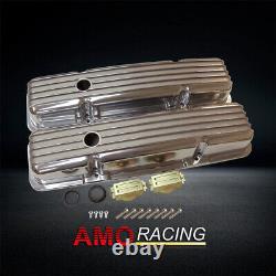 Short Valve Cover Set Fits 58-86 SBC with 15 Partial Finned Air Cleaner&Breather